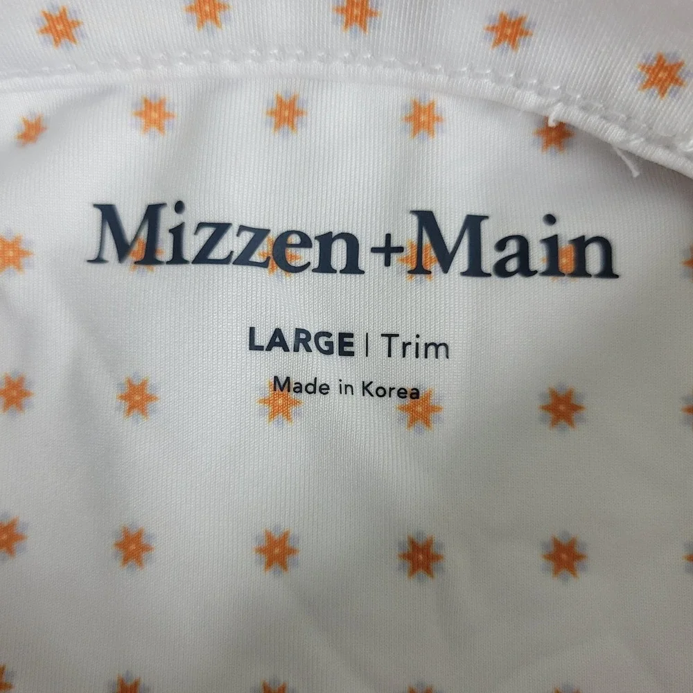 Mizzen‎ + Main Trim Mens Large White AOP Floral Performance Stretch Polo SS